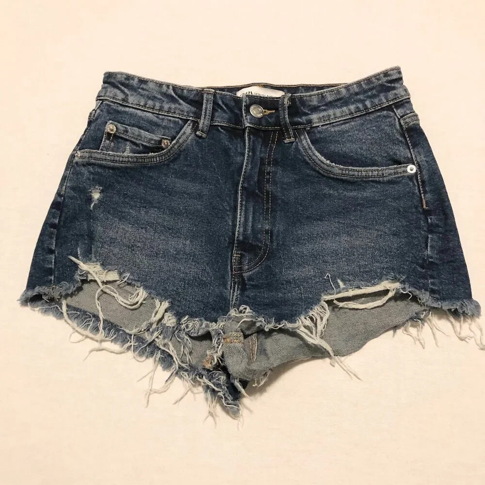 Zara Cut Off  Denim Jean Shorts Woman Size 4